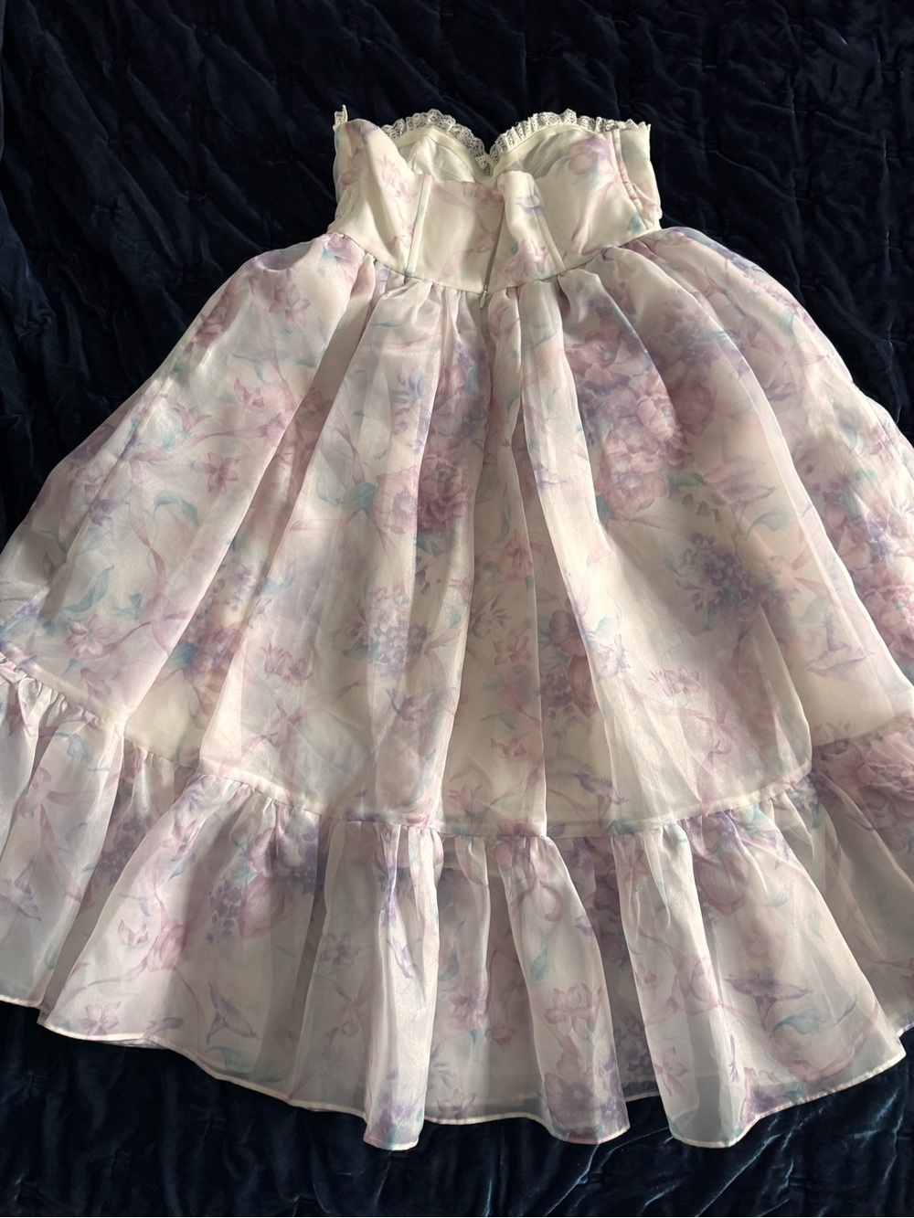 Selkie Corset Strapless Midi Floral Dress - Picture 4 of 5